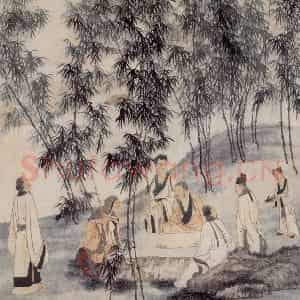 张大千《竹溪六逸图》国画人物作品图片鉴赏