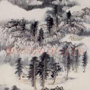 张大千《山中幽居图》国画山水作品图片鉴赏