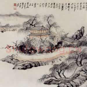 张大千《维扬小景图》国画山水作品图片鉴赏
