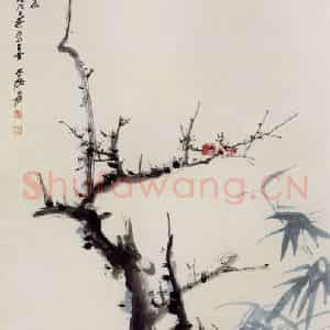 张大千《梅竹图》国画花鸟作品图片鉴赏