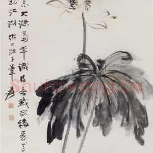 张大千《荷花图》国画花鸟作品图片鉴赏