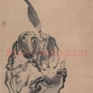 清代 闵贞《放鹤图》国画人物作品图片鉴赏