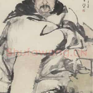 清代 任颐《以诚小像》国画人物作品图片鉴赏