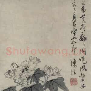 明代 陈淳《芙蓉图》国画花鸟作品图片鉴赏