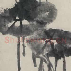 清代 吴昌硕《墨荷图》国画花鸟作品图片鉴赏