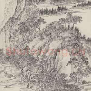溥儒《墨笔山水》国画山水作品图片鉴赏