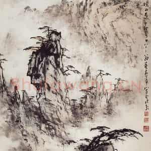 1987年 董寿平《黄山散花坞》国画山水写意作品图片鉴赏