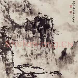 1988年 董寿平《黄山云峰》国画山水写意作品图片鉴赏