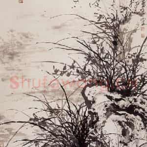 1989年 董寿平《兰石》国画花鸟写意作品图片鉴赏