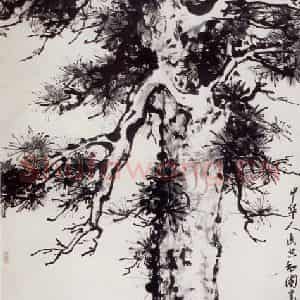 1989年 董寿平《长青》国画花鸟写意作品图片鉴赏