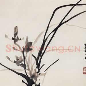 80年代 董寿平《兰花》国画花鸟写意作品图片鉴赏