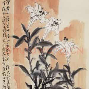 1962年 郭味蕖《百合》国画花鸟写意作品图片鉴赏