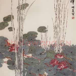 1963年 郭味蕖《朝晖》国画花鸟兼工带写作品图片鉴赏