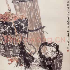 1963年 郭味蕖《山乡一角》国画花鸟兼工带写作品图片鉴赏