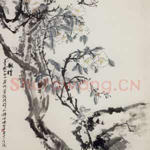 1963年 郭味蕖《嫩晴》国画花鸟兼工带写作品图片鉴赏