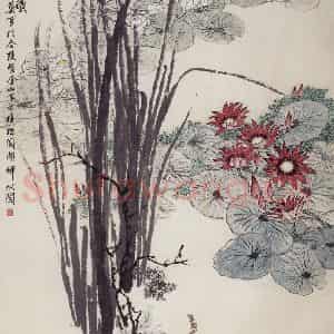 1963年 郭味蕖《晨曦》国画花鸟兼工带写作品图片鉴赏