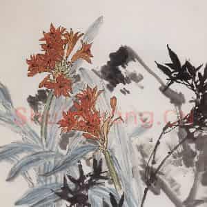 1963年 郭味蕖《君子兰》国画花鸟兼工带写作品图片鉴赏