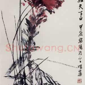 1964年 郭味蕖《一唱雄鸡天下白》国画花鸟写意作品图片鉴赏