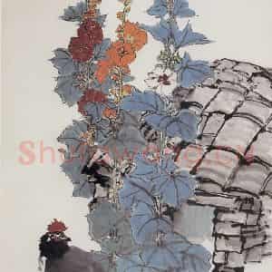 1965年 郭味蕖《鸡舍图》国画花鸟兼工带写作品图片鉴赏