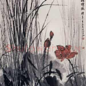 1965年 郭味蕖《彼泽之陂》国画花鸟写意作品图片鉴赏