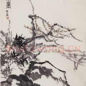 60年代 郭味蕖《东风》国画花鸟写意作品图片鉴赏