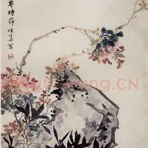 1952年 郭味蕖《东风飞花时节》国画花鸟写意作品图片鉴赏