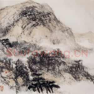 1961年 郭味蕖《苍山林樾》国画山水写意作品图片鉴赏