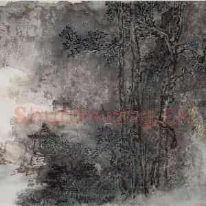 1963年 郭味蕖《青城山听寒亭》国画山水写意作品图片鉴赏