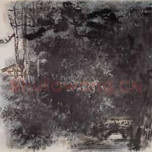 1963年 郭味蕖《杜甫草堂》国画山水写意作品图片鉴赏