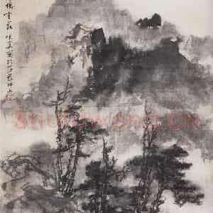 1963年 郭味蕖《烟坞云庄》国画山水写意作品图片鉴赏