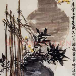1958年 郭味蕖《竹报平安》国画花鸟写意作品图片鉴赏