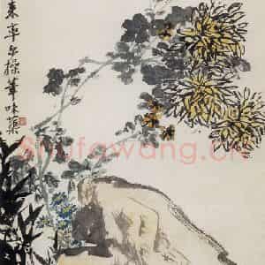 1960年 郭味蕖《菊》国画花鸟写意作品图片鉴赏