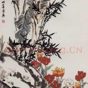 1960年 郭味蕖《飞絮落花时节》国画花鸟写意作品图片鉴赏