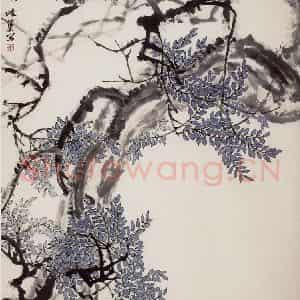 1962年 郭味蕖《晚风》国画花鸟兼工带写作品图片鉴赏
