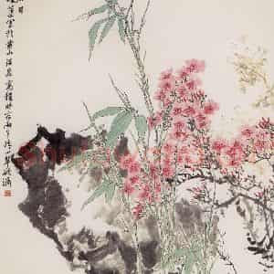 1962年 郭味蕖《丽日》国画花鸟兼工带写作品图片鉴赏