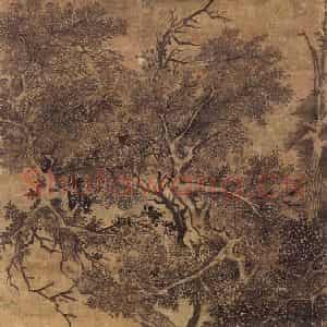 明代 文征明《泊岸停舟图轴》国画山水作品图片鉴赏
