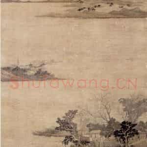 明代 文征明《淞江图轴》国画山水作品图片鉴赏