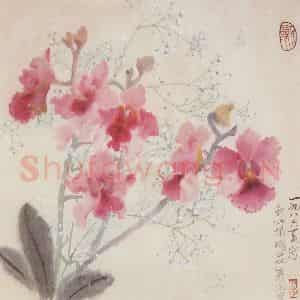 1986年 萧淑芳《新加坡兰》国画花鸟作品图片鉴赏