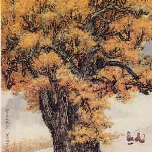 60年代 萧淑芳《金色的秋天》国画花鸟作品图片鉴赏
