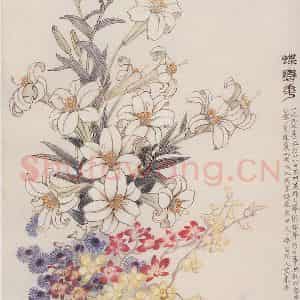 1997年 萧淑芳《蝶恋花》国画花鸟作品图片鉴赏