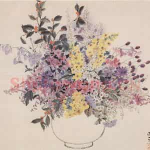 60年代 萧淑芳《瓶山花》国画花鸟作品图片鉴赏