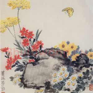 70年代 萧淑芳《山花烂漫》国画花鸟作品图片鉴赏