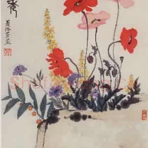 60年代 萧淑芳《镜泊野秀》国画花鸟作品图片鉴赏
