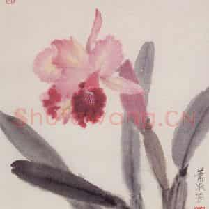 80年代 萧淑芳《迎风》国画花鸟作品图片鉴赏