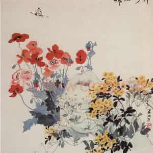 60年代 萧淑芳《镜泊野秀》国画花鸟作品图片鉴赏