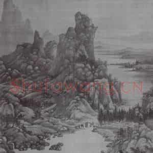 五代 巨然《秋山图》国画山水作品图片鉴赏