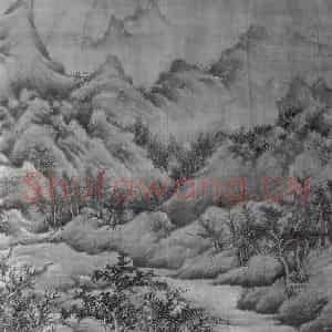 五代 巨然《溪山林薮图》国画山水作品图片鉴赏