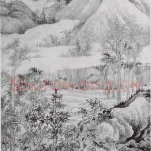 五代 巨然《寒林晚岫土》国画山水作品图片鉴赏