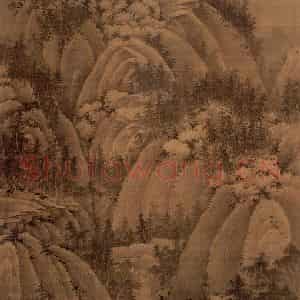 五代 巨然《秋山问道图》国画山水作品图片鉴赏