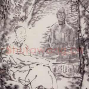 2000年 吴山明《广场的风》国画人物作品图片鉴赏